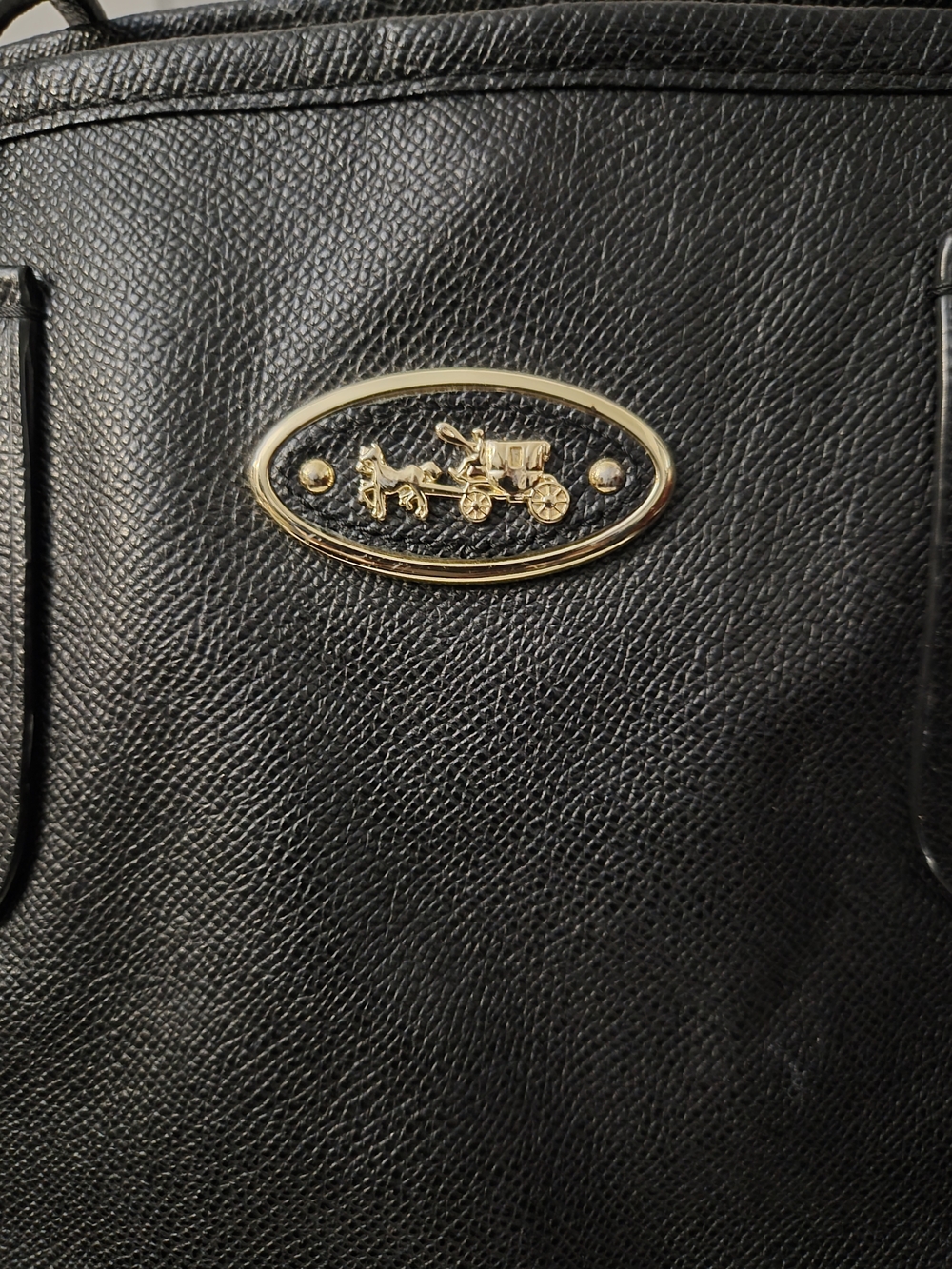 Coach Black Leather Tote Bag with Gold Logo - Picture 2 of 10